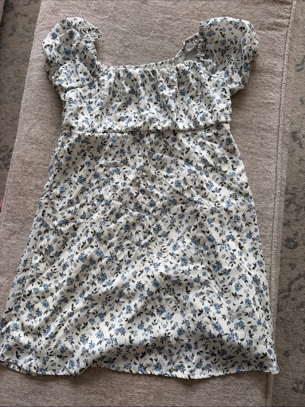 Full Tilt Cream Dress with Blue Floral Print